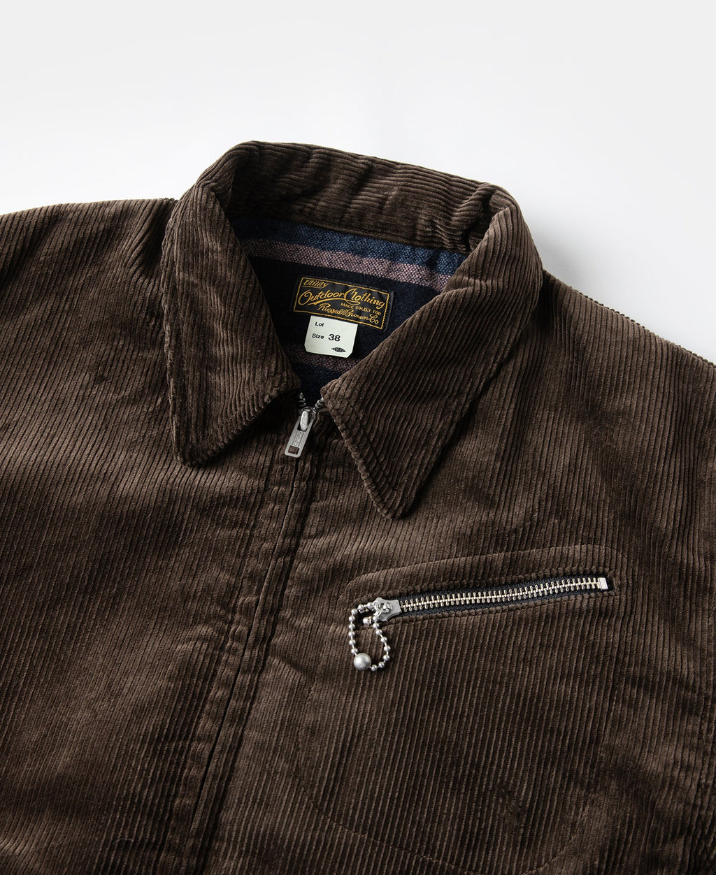 Veste décontractée zippée en velours côtelé épais marron style cosaque pour homme