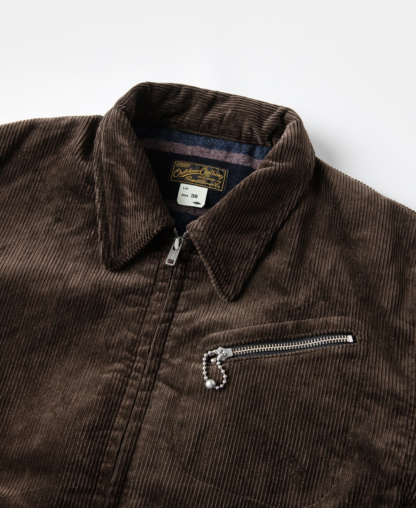 Veste décontractée zippée en velours côtelé épais marron style cosaque pour homme