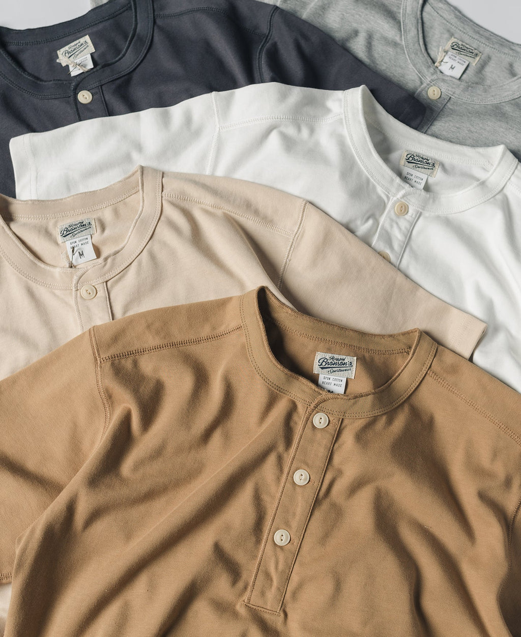 T-shirt Henley à manches courtes en coton épais, patte de boutonnage, gris foncé