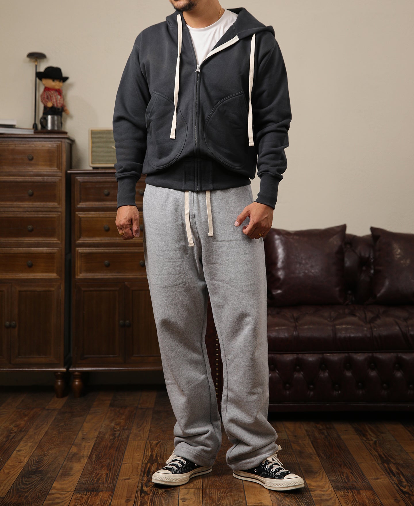 Sweat à capuche zippé en molleton éponge épais noir