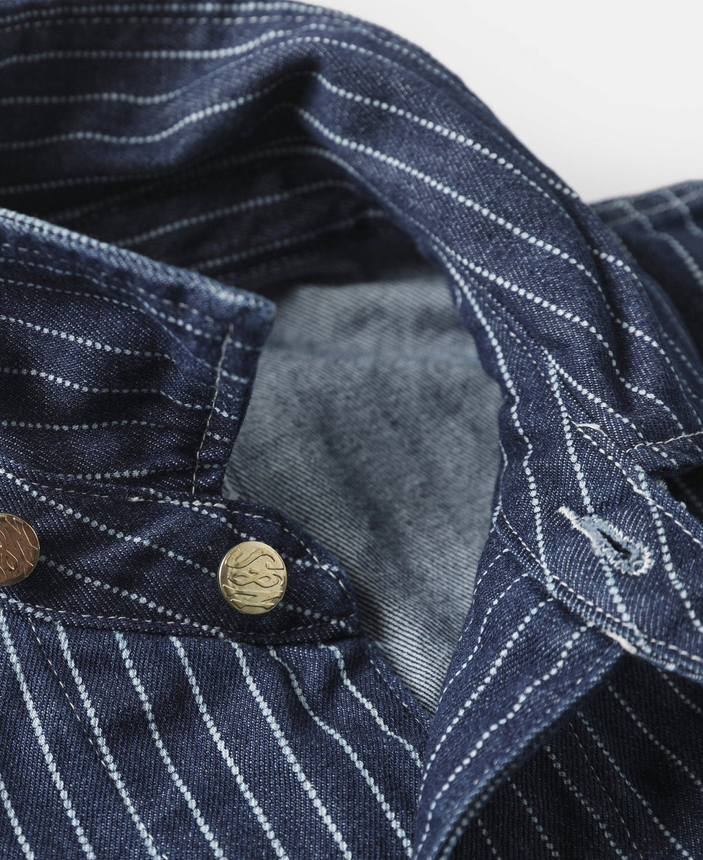 Veste de travail boutonnée Indigo à rayures tissées avec quatre poches