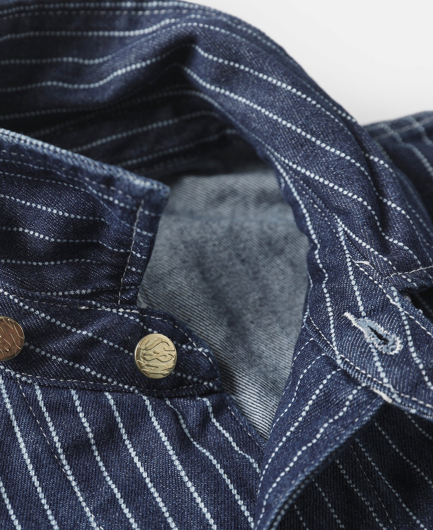 Veste de travail boutonnée Indigo à rayures tissées avec quatre poches