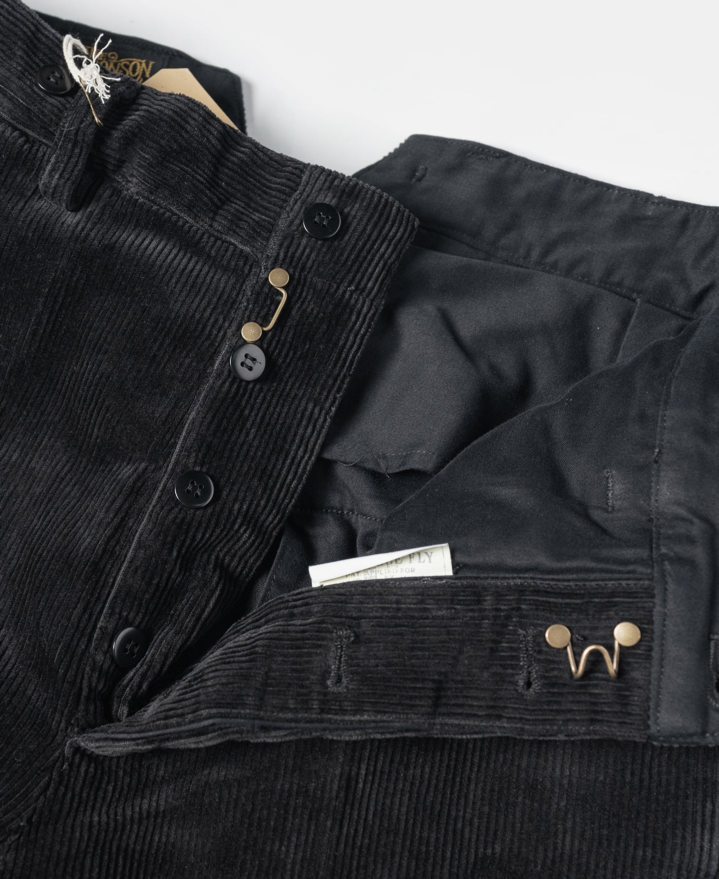 Pantalon de travail en velours côtelé noir résistant, taille haute, coupe droite