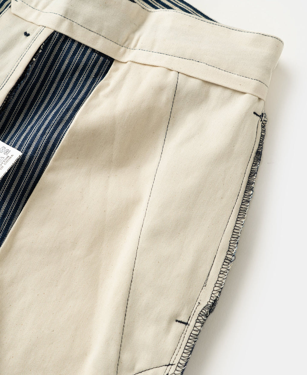 Pantalon de travail droit en coton rayé marine et blanc pour homme