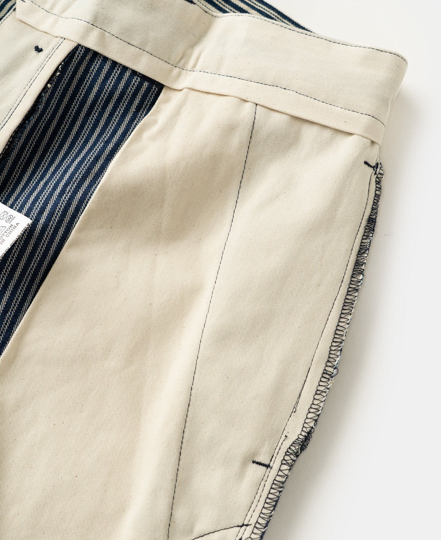 Pantalon de travail droit en coton rayé marine et blanc pour homme