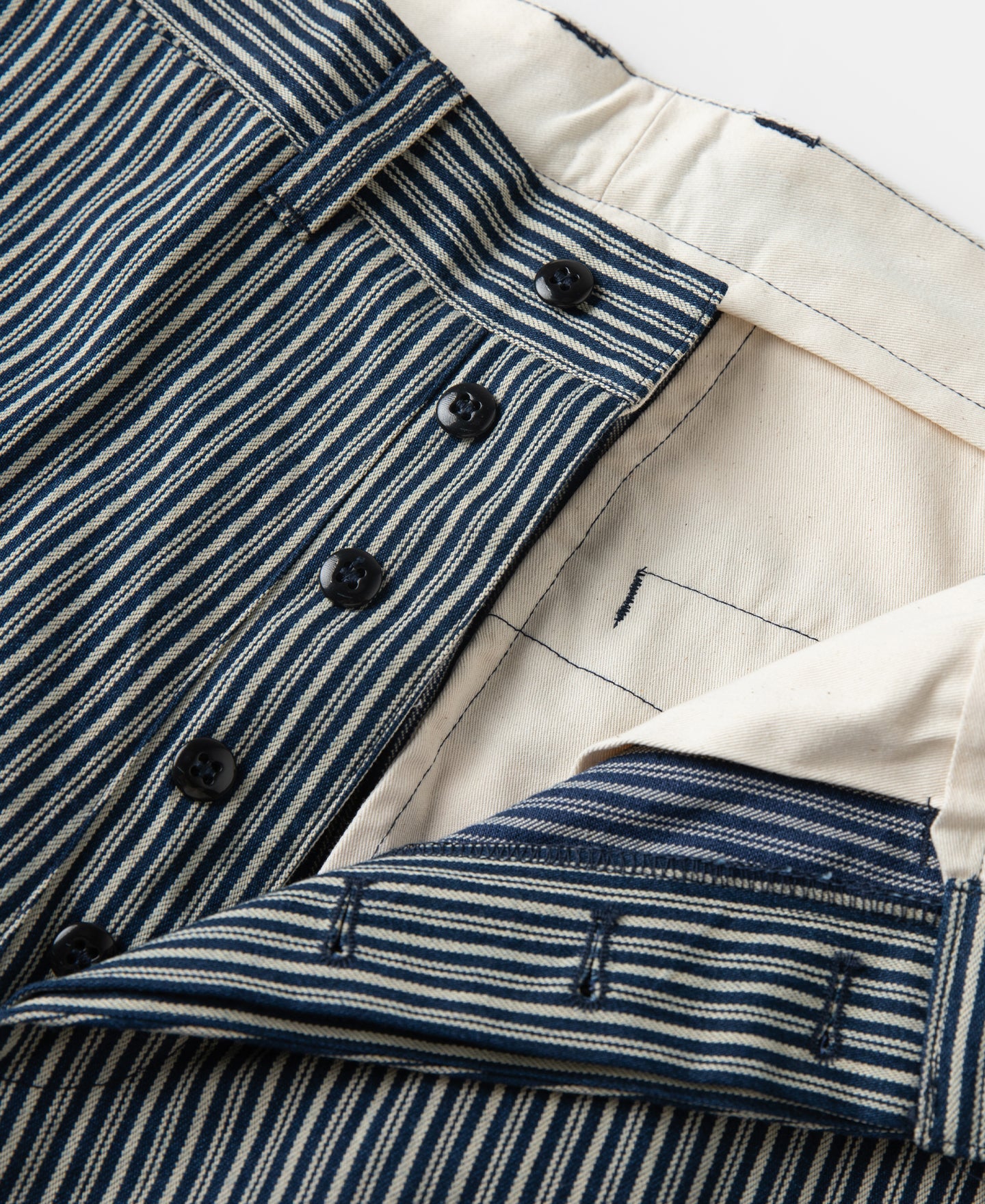 Pantalon de travail droit en coton rayé marine et blanc pour homme