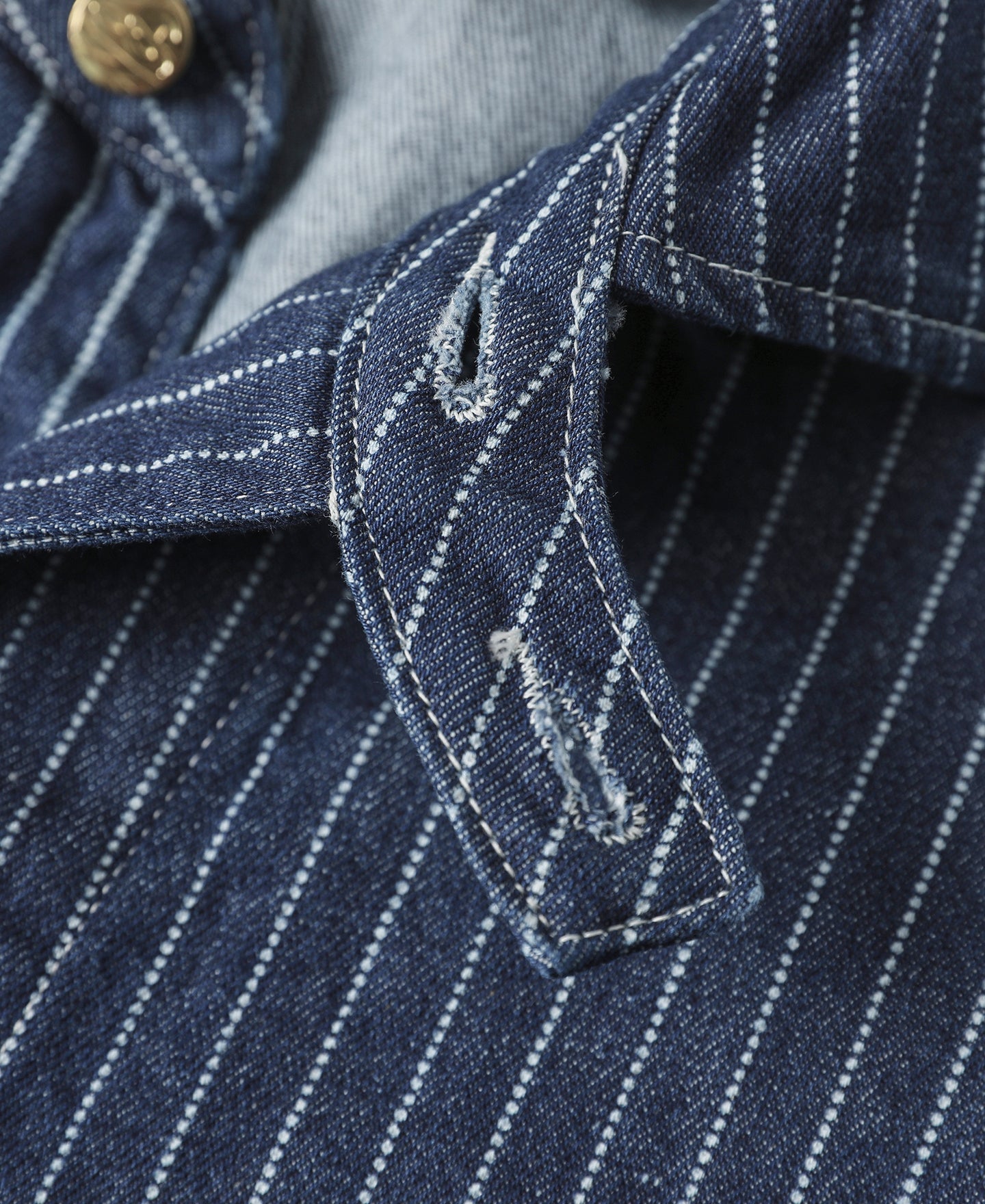 Veste de travail boutonnée Indigo à rayures tissées avec quatre poches
