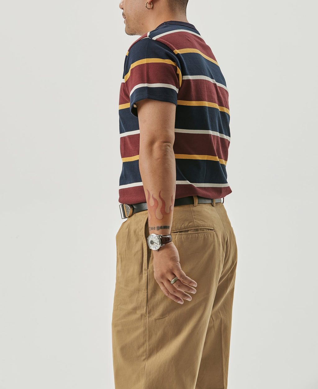Pantalon Chino Homme Double Plis Coupe Large Style Vintage Jaune
