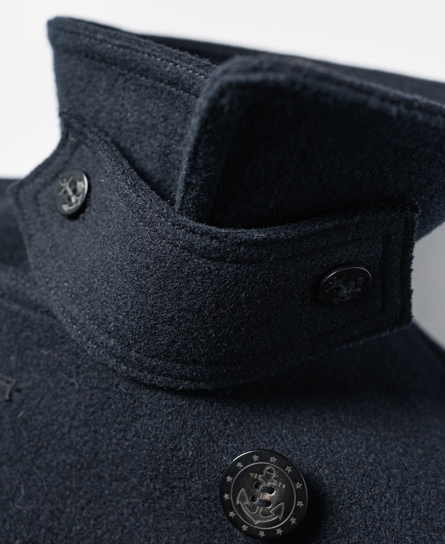 Caban en laine croisé bleu marine classique Manteau court pour homme