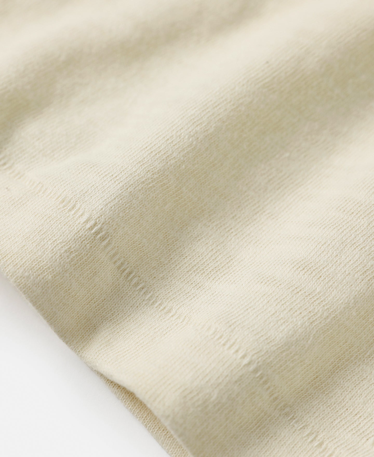 T-shirt Henley à manches courtes en coton flammé blanc cassé avec patte de boutonnage