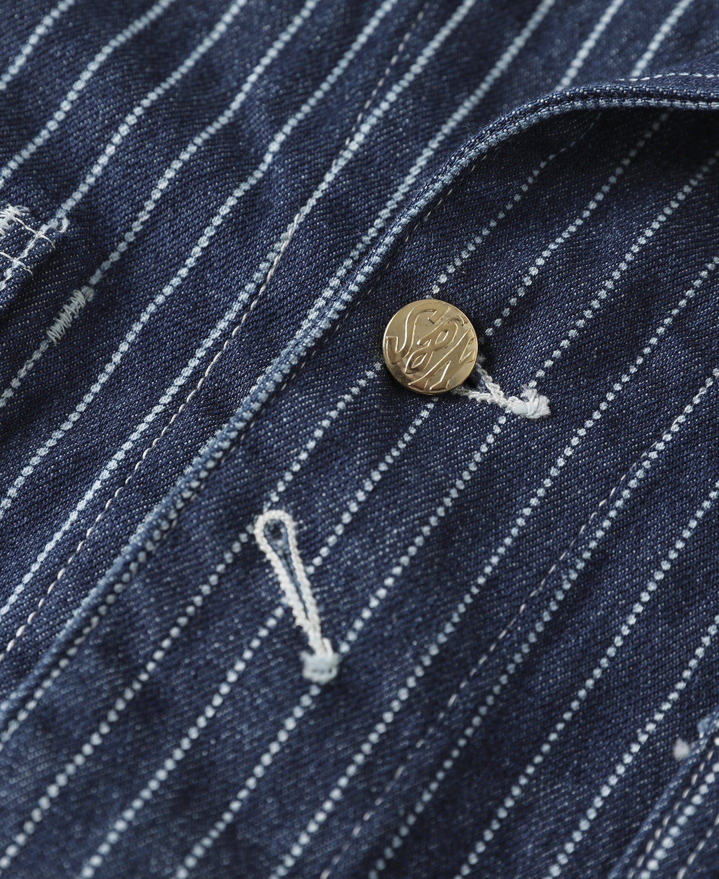 Veste de travail boutonnée Indigo à rayures tissées avec quatre poches