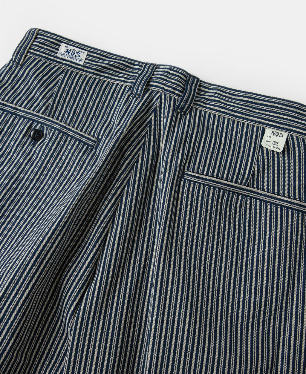 Pantalon de travail droit en coton rayé marine et blanc pour homme
