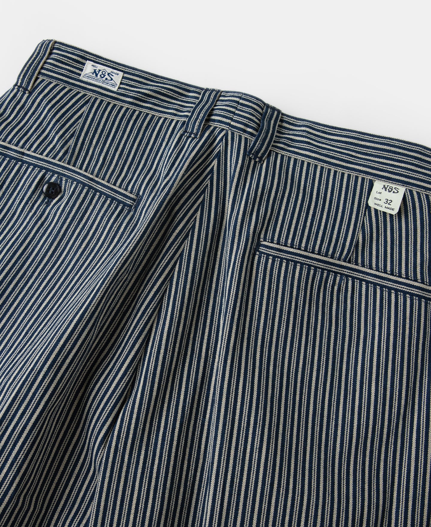Pantalon de travail droit en coton rayé marine et blanc pour homme