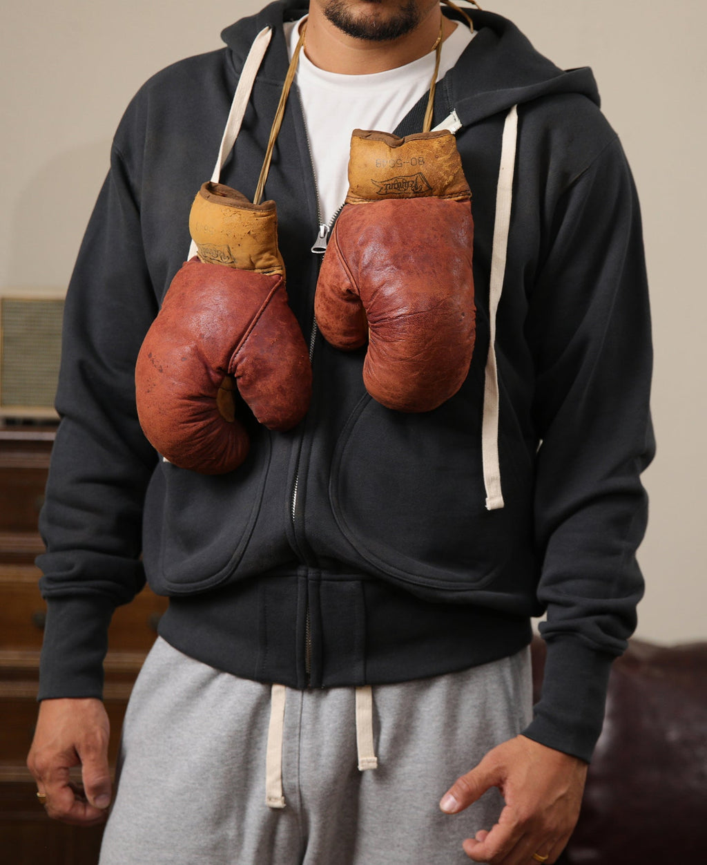 Sweat à capuche zippé en molleton éponge épais noir