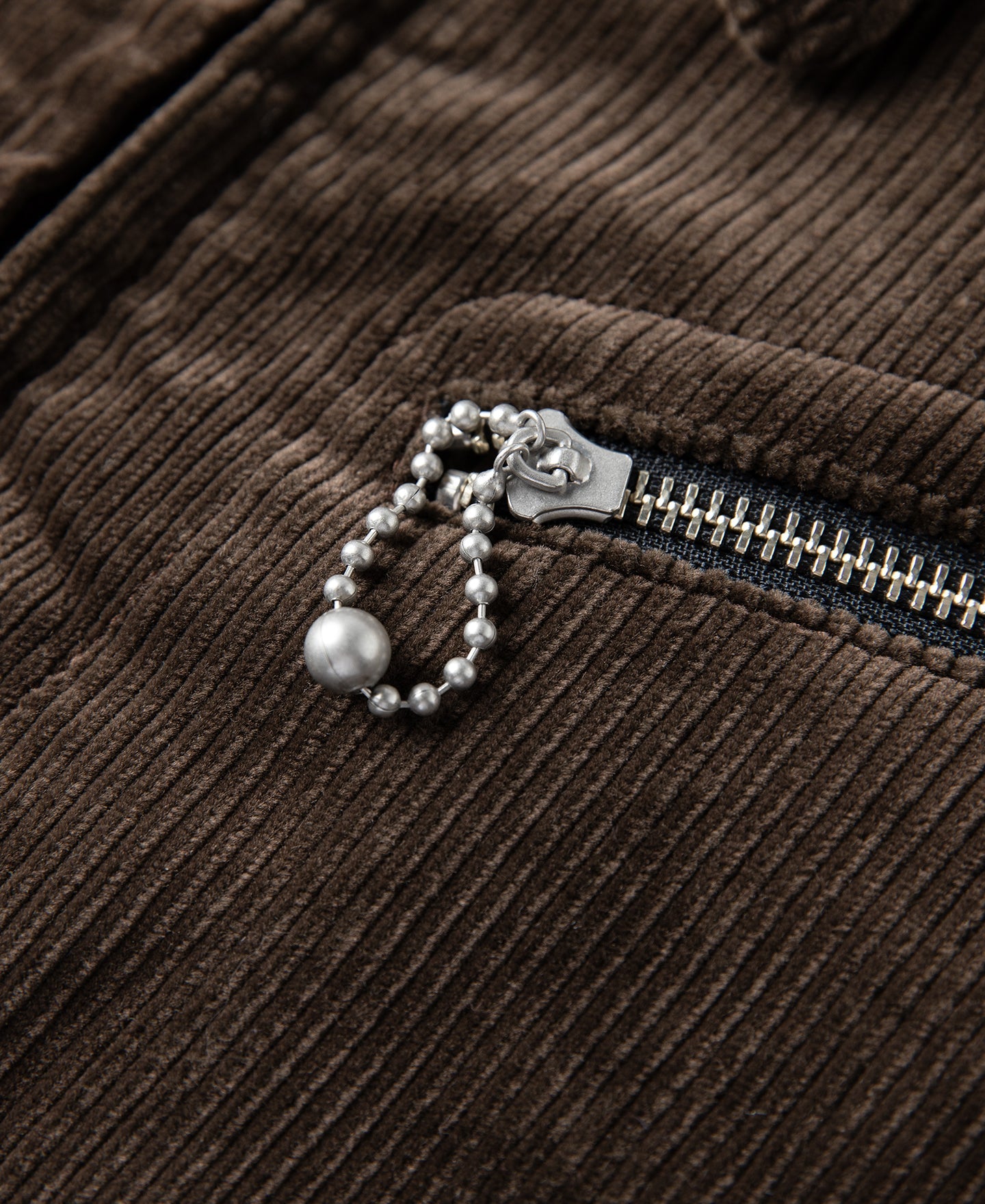 Veste décontractée zippée en velours côtelé épais marron style cosaque pour homme