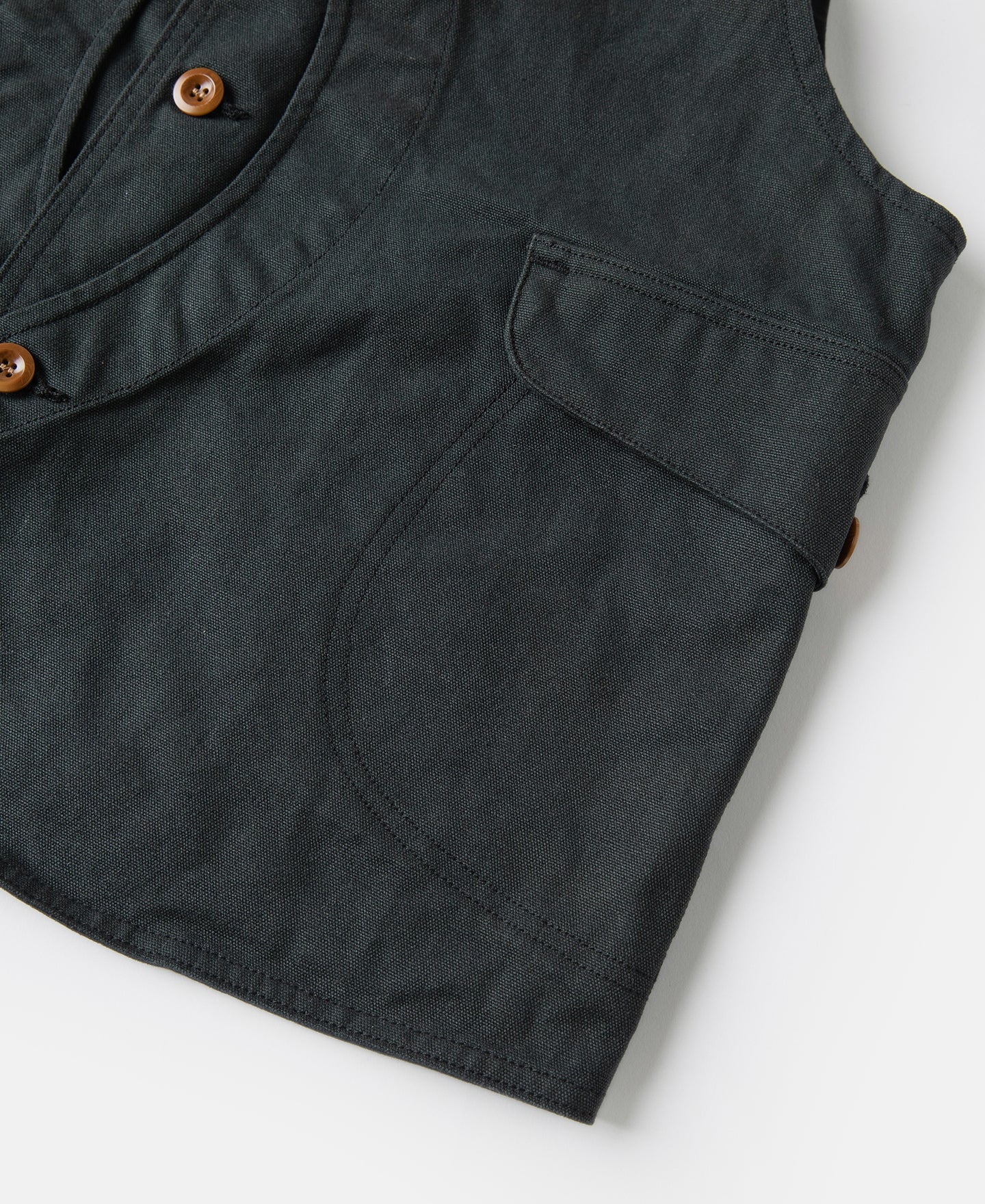 Gilet utilitaire homme en toile vert foncé à poches multiples et boutonnage