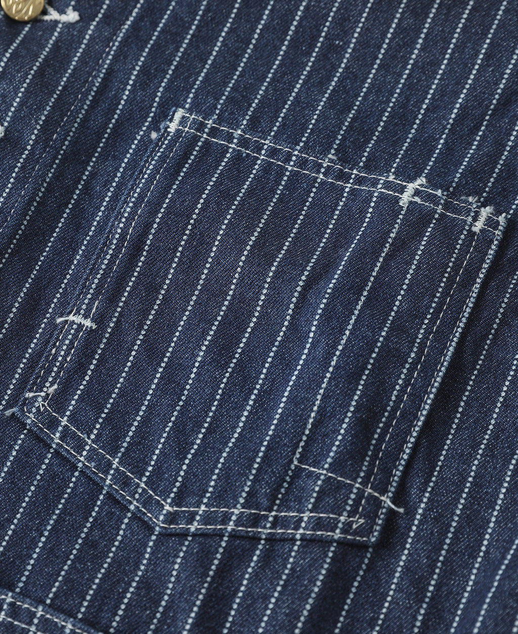 Veste de travail boutonnée Indigo à rayures tissées avec quatre poches