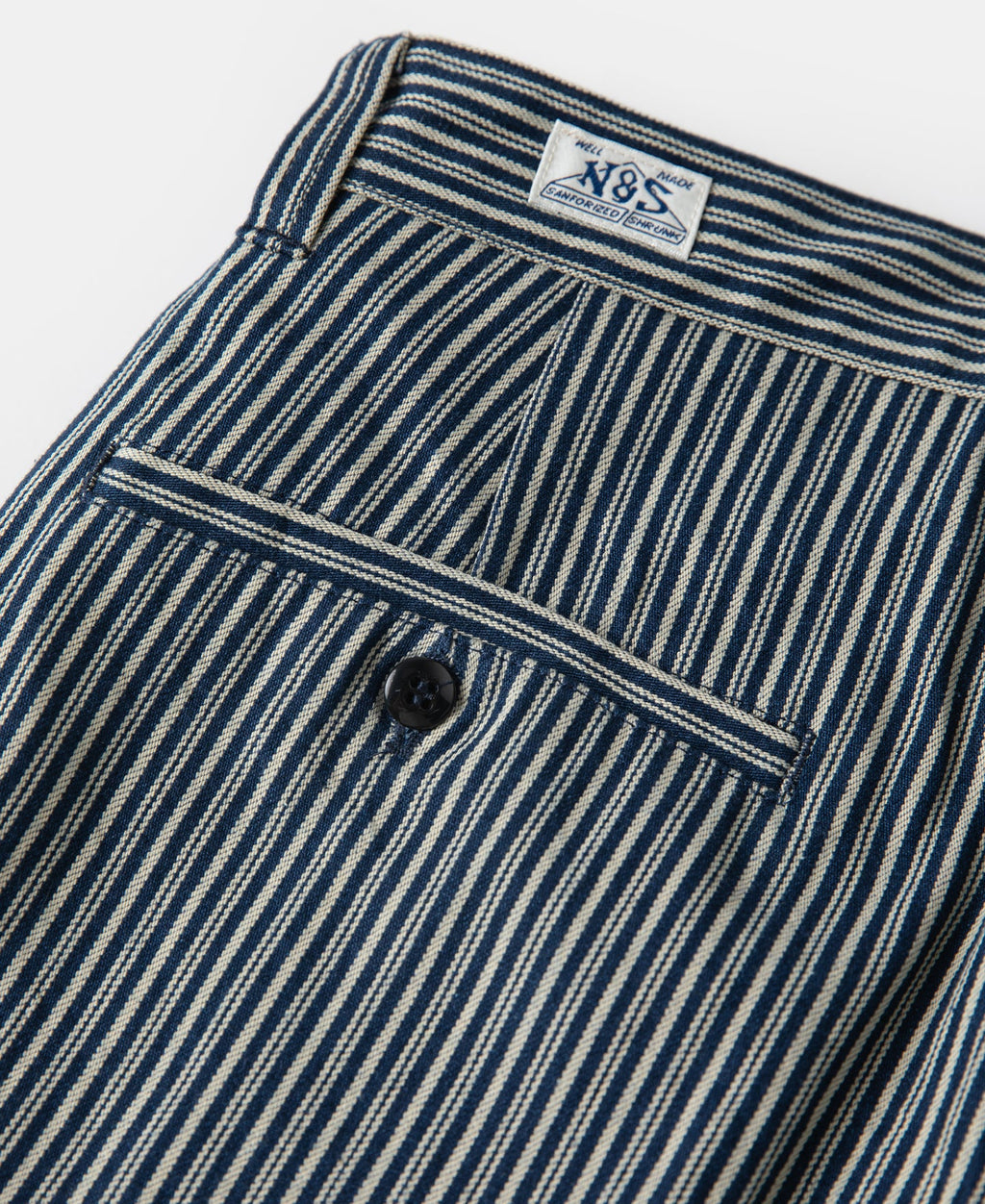 Pantalon de travail droit en coton rayé marine et blanc pour homme