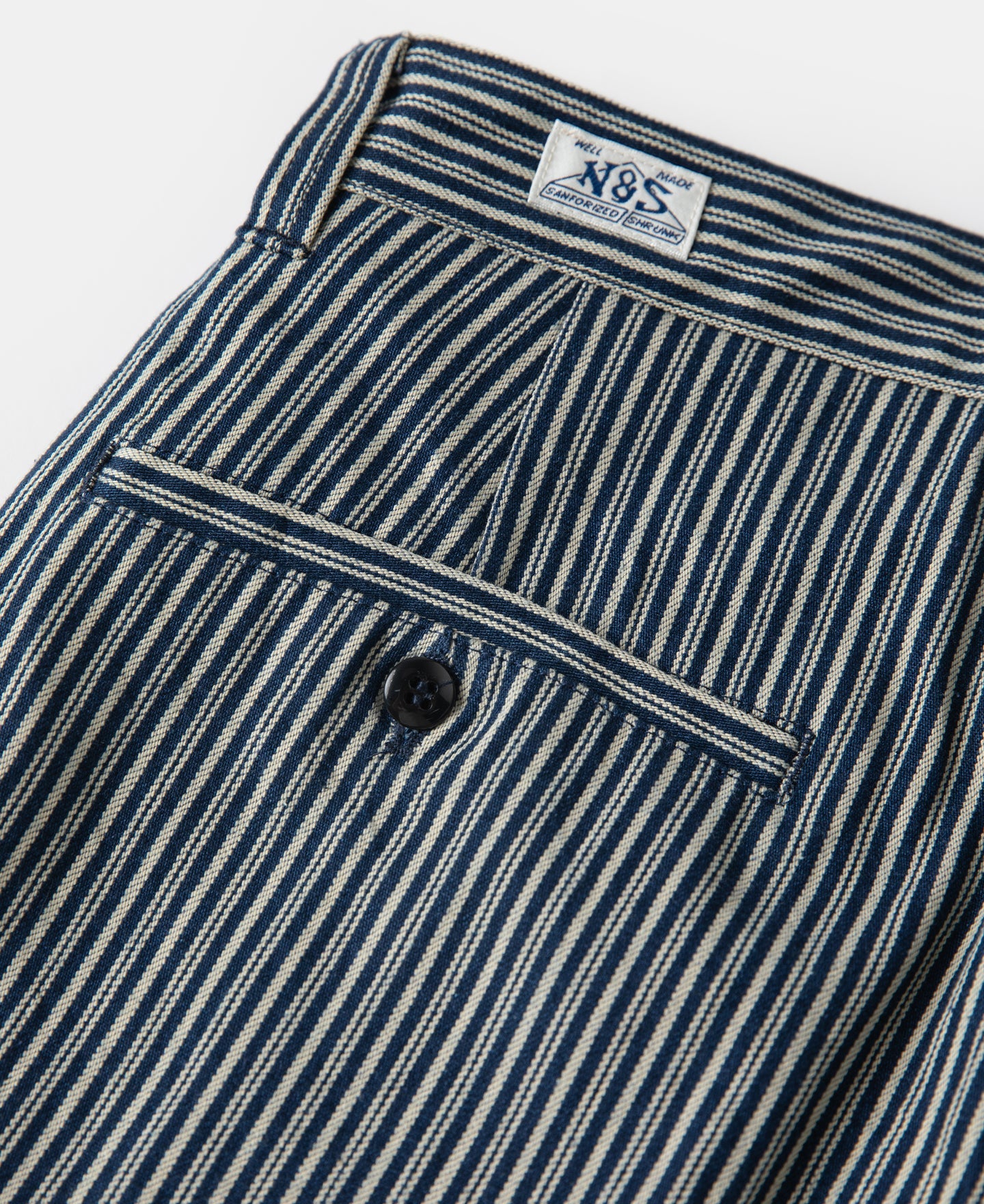 Pantalon de travail droit en coton rayé marine et blanc pour homme