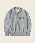 Sweat-shirt vintage demi-zip avec motif universitaire gris