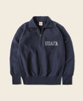 Sweat-shirt polaire demi-zip marine avec col et motif militaire vintage