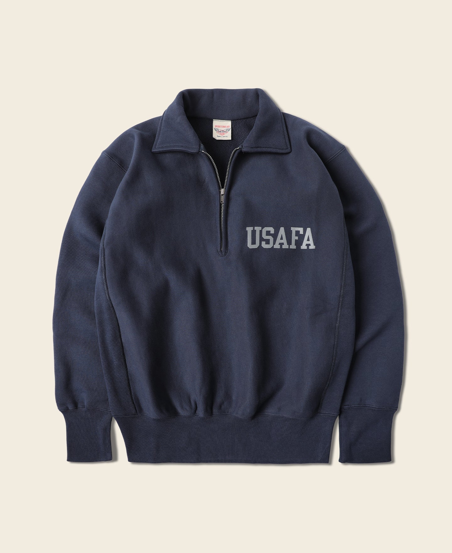 Sweat-shirt polaire demi-zip marine avec col et motif militaire vintage