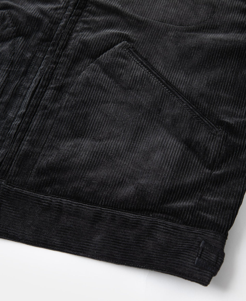 Blouson bombardier zippé en velours côtelé épais noir pour homme, texture côtelée