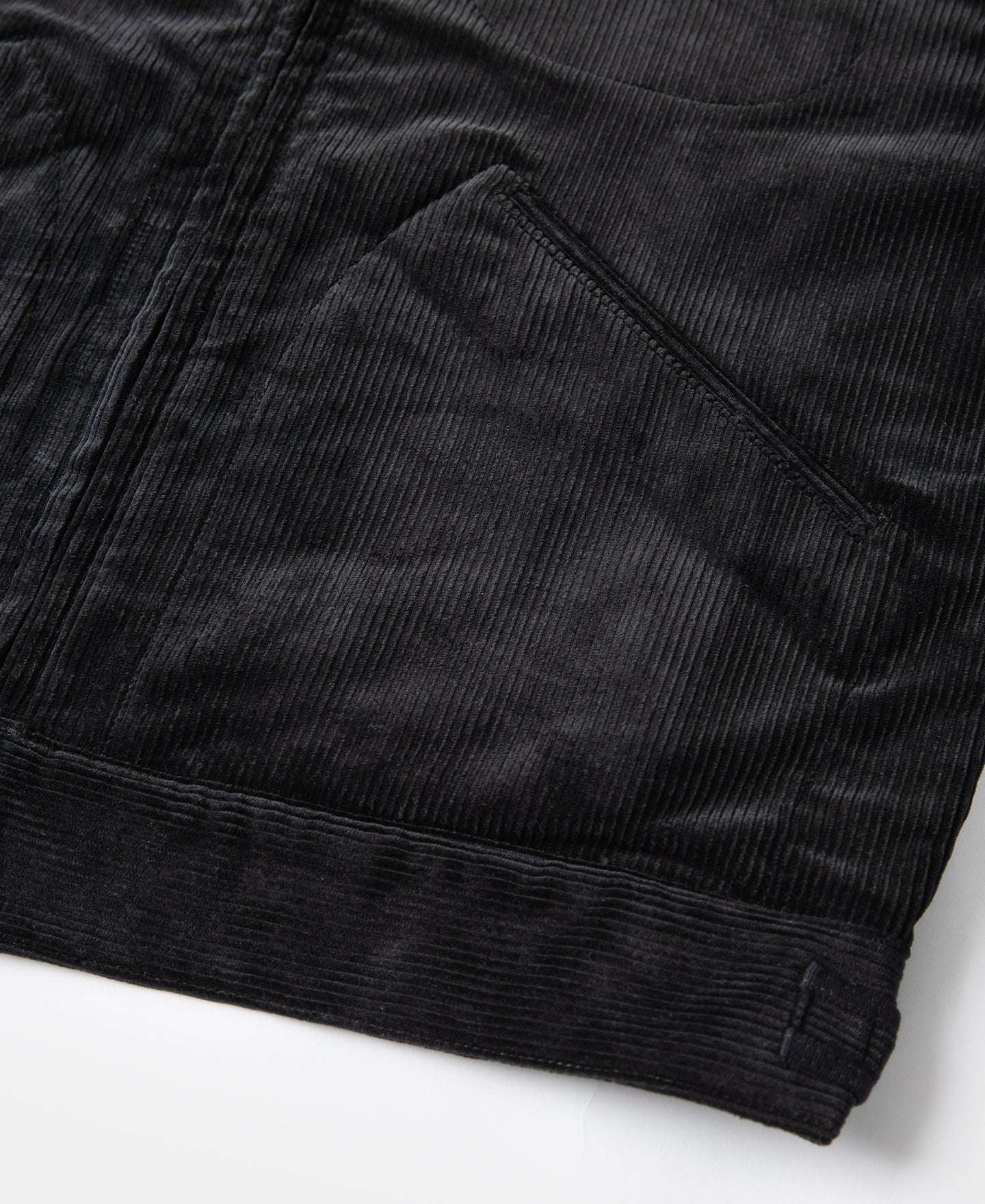 Blouson bombardier zippé en velours côtelé épais noir pour homme, texture côtelée