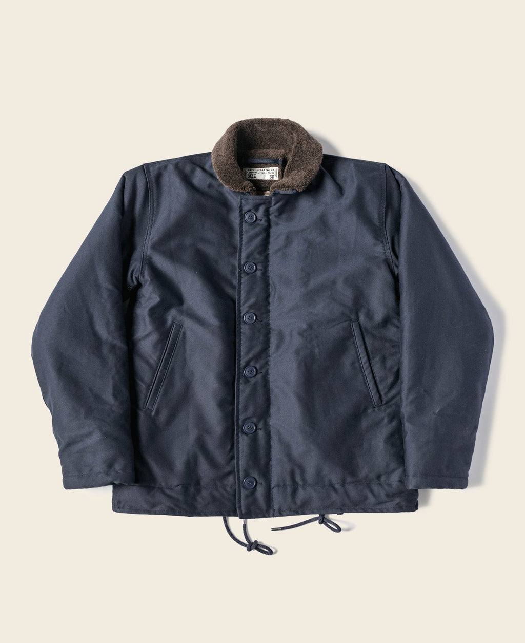 Veste de pont boutonnée col Sherpa bleu marine coupe-vent isolée style militaire