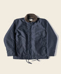 Veste de pont boutonnée col Sherpa bleu marine coupe-vent isolée style militaire
