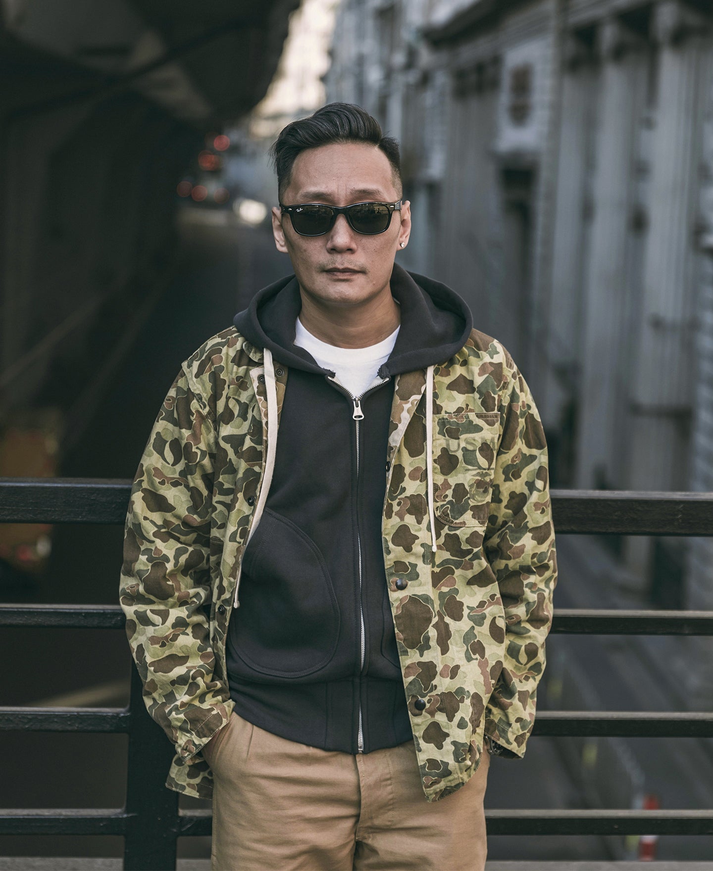 Veste militaire camouflage de chasseur de canards vintage multi-poches coupe décontractée