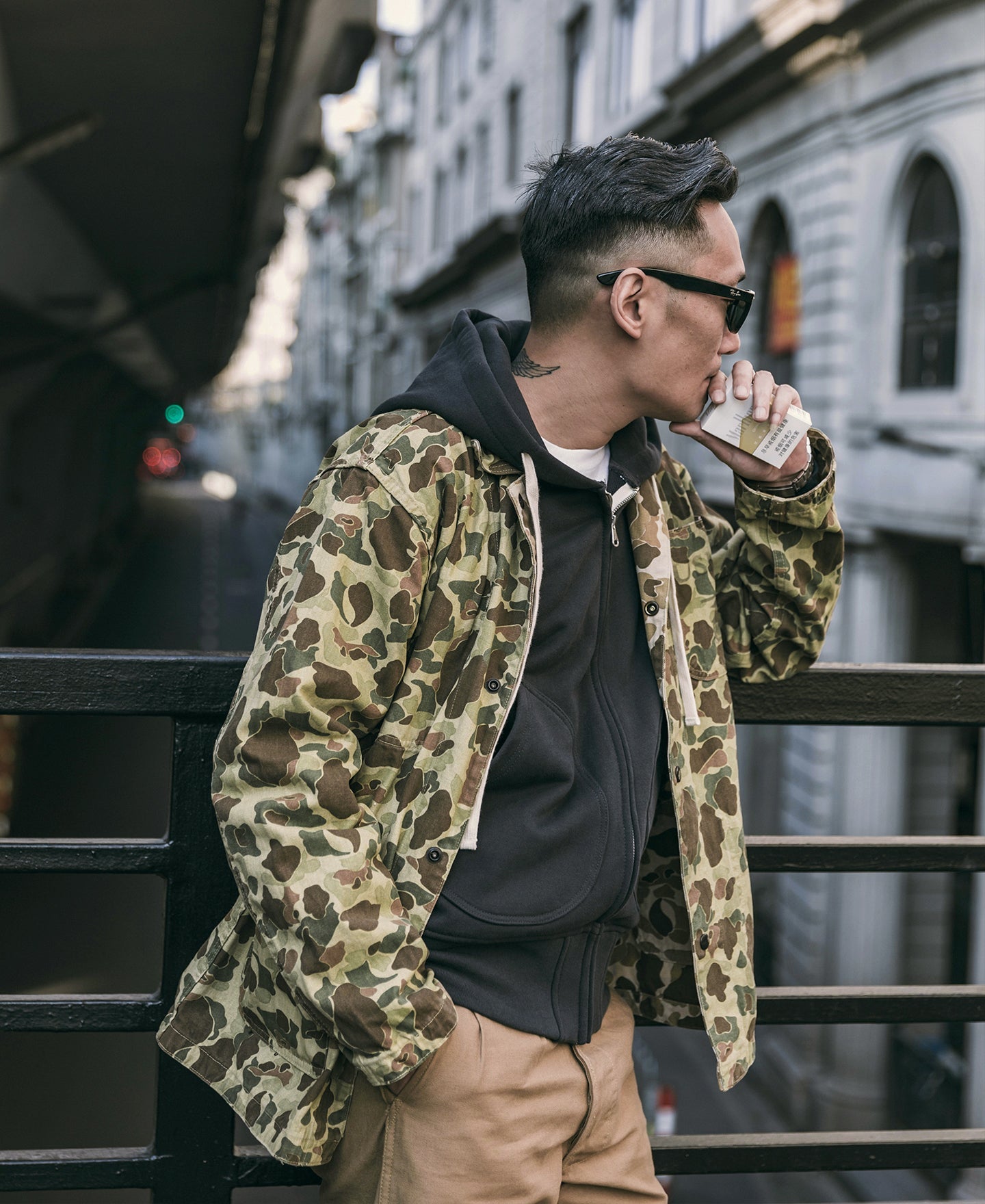 Veste militaire camouflage de chasseur de canards vintage multi-poches coupe décontractée