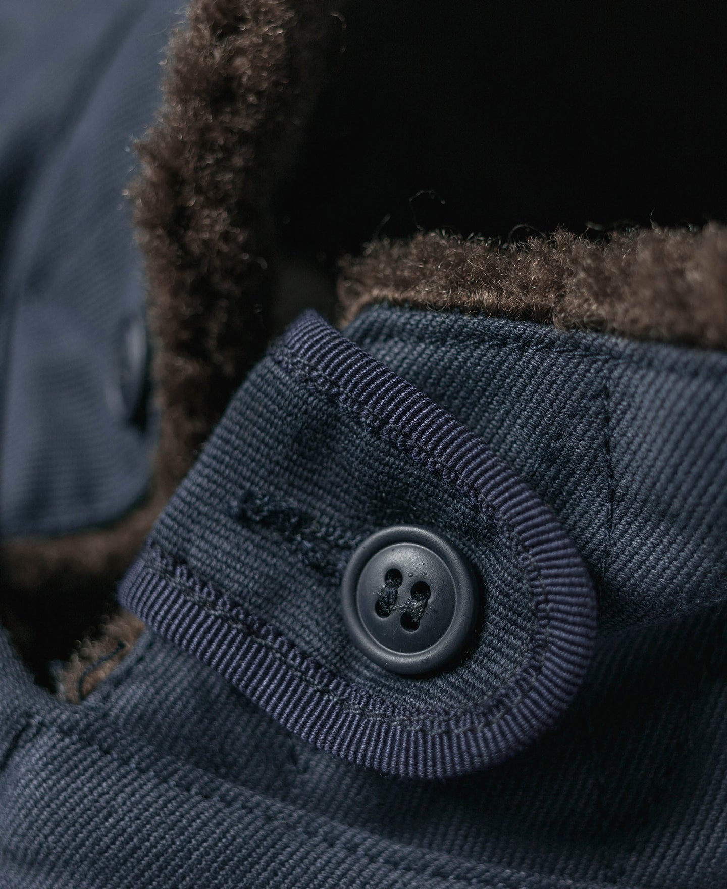 Veste de pont boutonnée col Sherpa bleu marine coupe-vent isolée style militaire